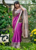 Tussar Silk Magenta Daily Wear Printed Saree